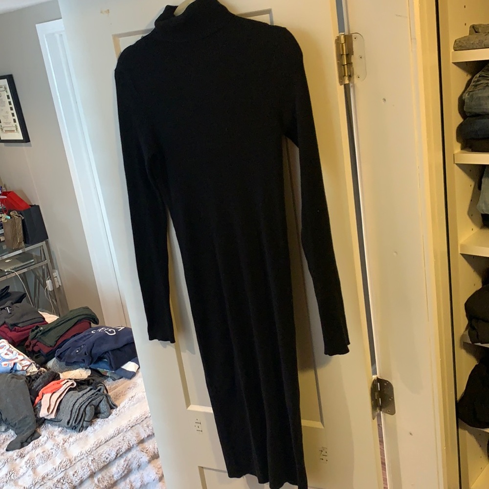 EXPRESS Black turtleneck stretch ribbed dress